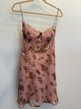 ASOS Pink Floral Lace-Trim Slip Dress